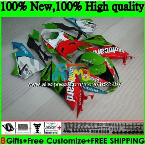 Body For KAWASAKI ZX636 ZX600 ZX-6R Cool Green red ZX 6R ZX 636 600CC 9BS.23 ZX-636 ZX6R 09 10 11 12 2009 2010 2011 2012 Fairing