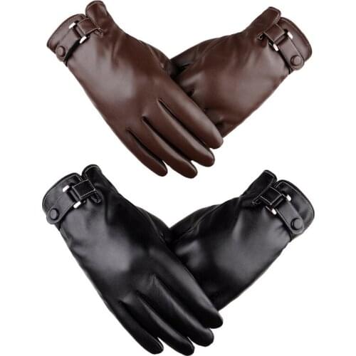 094B Driving Full Finger Gloves Leather Touchscreen Gloves Fleece Lining Warm Gloves Winter Warm Gloves for Driving Riding