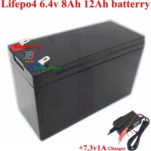 Lifepo4 6v 6.4v 12ah 8Ah 10Ah battery pack lifepo4 bateria with BMS for kids scooter toys car boat gardening sprayer machine