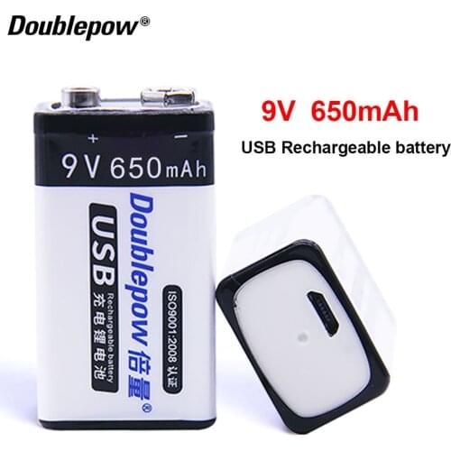 Usb rechargeable 9v 650mAh Lihtium Batteries 6F22 Li-ion Rechargeable Battery for Toy Remote Control KTV Multimeter Microphone