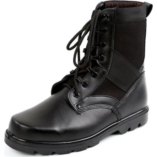 Mens Leather Tactical Army Boots Ankle Strap Black Combat Military Boots Comfortable Breathable Safety Steel Toe Shoes Size34-46