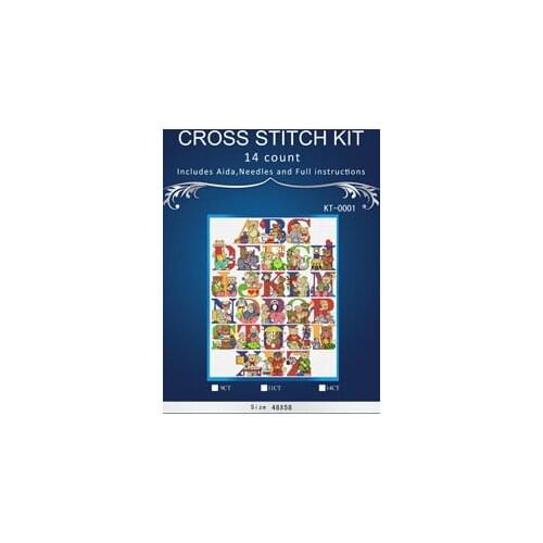 N 14CT 7x58 many cartoon animals Counted Cross Stitch Kits 14CT Embroidery Set Kids Room Decoration Gift Free Shipping