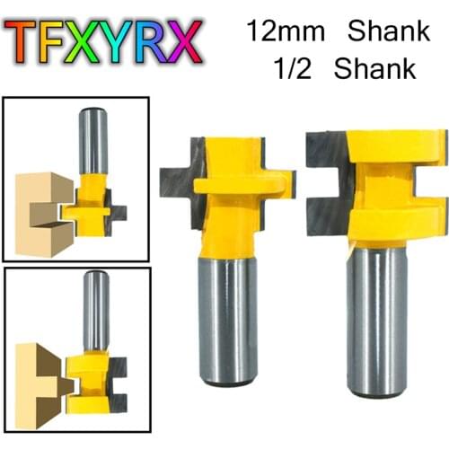 2pcs 12mm 1/2 Inch Shank Square Tooth Tongue&Groove Router Bit Set for Wood T-slot Milling Cutter Woodworking Tools