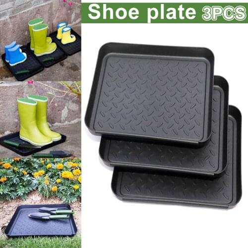 Set of 3PCS Multi-Purpose Tray Shoe Tray Boots Tray Outdoor Door Mat Place Pet Bowl Mat For Outdoor Indoor TP-Hot