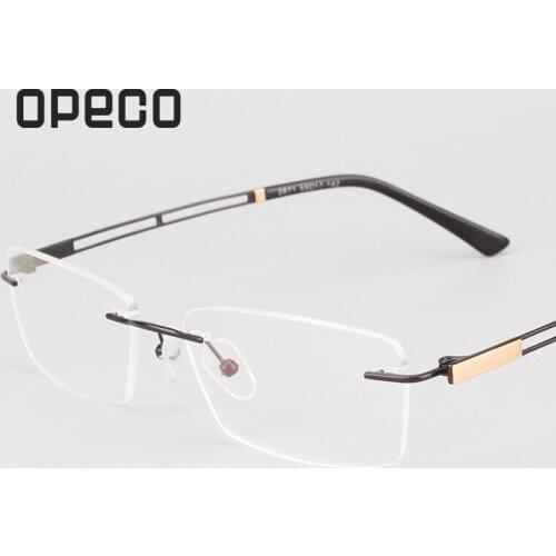 Opeco pure titanium mens Rimless fashion eyeglasses including RX lenses prescription eyewear frame spectacles 2871