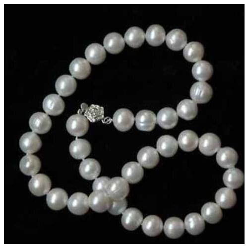 Hot Real Fresh water 8-9mm White Pearl Necklace 18"