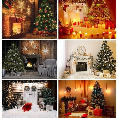 Christmas Theme Photography Background Fireplace Christmas tree Children Portrait Backdrops For Photo Studio Props 21710 CHM-05