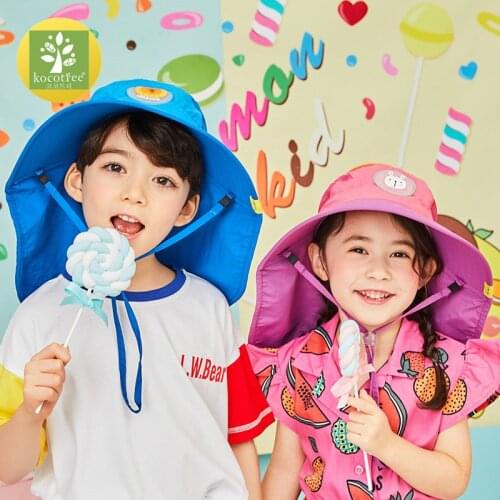 Kocotree Wide Brim Children Sun Hat Kids Bucket Cap Summer Beach Girls Travel Outdoor New Fashion Cute Casual Sun Hats