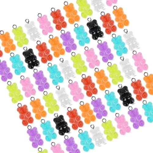 10pcs Cute Gummy Bear Charms Flat Back Resin Charms Pendant for Necklace Bracelet Earrings Jewelry DIY Decoration 1*1.7cm