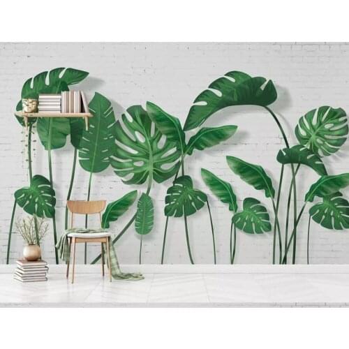 Contemporary and contracted and small and pure and fresh intertropical leaf sitting room bedroom setting wall