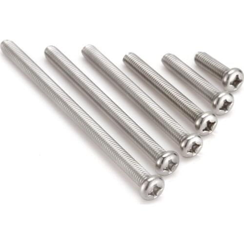 50pcs M5 Phillips Head Machine Screws 304 Stainless Steel Bolts Cross Recessed Round Head Screws M5*8mm~100mm