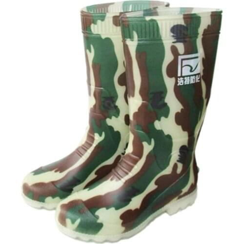 Anti-chemical camouflage boots high tube large size men transparent lightweight rain boots water shoes acid alkali oil boots