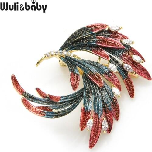 Wuli&baby New Czech Rhinestone Bird Brooches Women Feather Weddings Banquet Office Brooch Pins GIfts