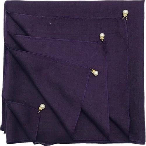 1PCS Women popular muffler Solid scarves pearls edges shawls Square pashmina Muslim headscarf New bandana Islamic hijab