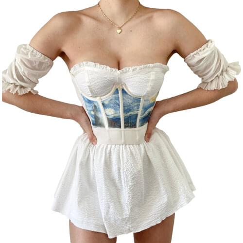 Women Girdle Decoration, Retro Art Printed Bouquet Waist Elastic Band Design Summer Clothing