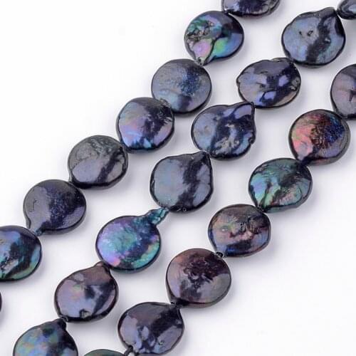 1 Strand Natural Keshi Pearl Beads Strands for jewelry making DIY bracelet necklace,PrussianBlue,12~16x12x4~5mm,Hole: 0.8mm F65