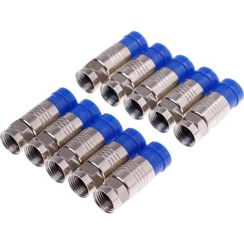 10Pcs F-Type Male Plug Compression Connectors For RG6 Coax Coaxial TV Cable HQ