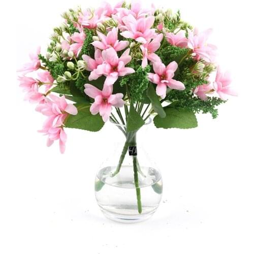 18 silk flower artificial lily European style multicolor fake bride flower bouquet wedding family party decoration DIY