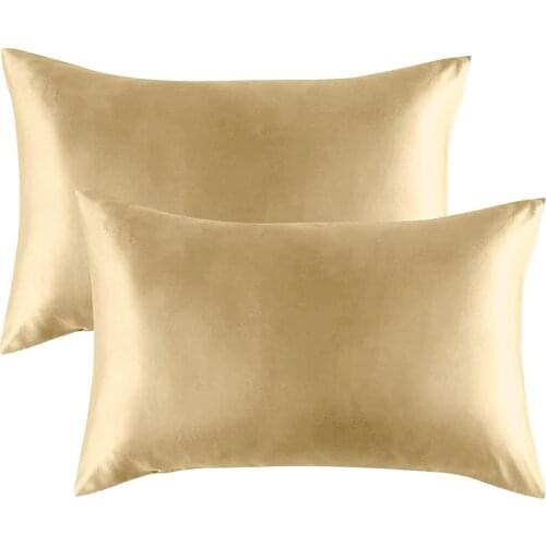2 Pack Satin Pillowcase Polyester Microfiber Soft and Cozy Pillow Cases Hypoallergenic Wrinkle Free Skin-friendly Pillow Cover