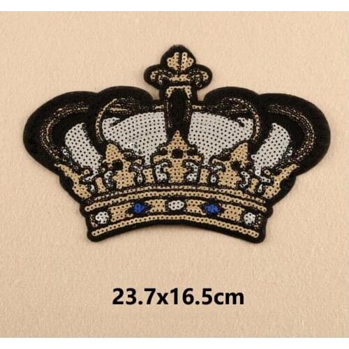 20pcs Crown Badge Iron On Sequined Patches For Clothing Patch Dress Jumpsuit Hoodies Garment Appliques Jeans Jacket Patchwork