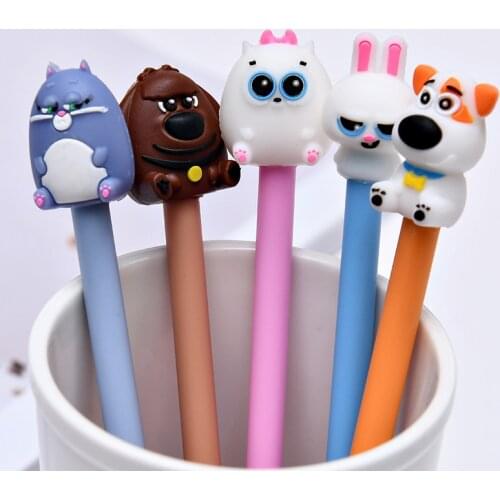 24Pc/Set Creative Funny School Pens Pet Animal Cute Kawaii Writing Rollerball Ballpoint Stationery Girl Gift 2021 Black Blue Ink