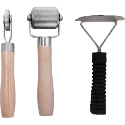 3 Pcs Soundproof and Heat Insulation Metal Kit Car Muffler Scraper Wooden Handle Roller Fittings Tool