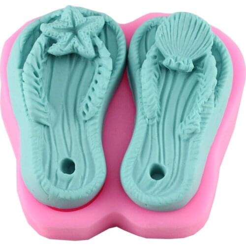 3D silicone mould flip flop Fondant chocolate mold for cake decorating tool Shoes sandals handmade soap mold F0723