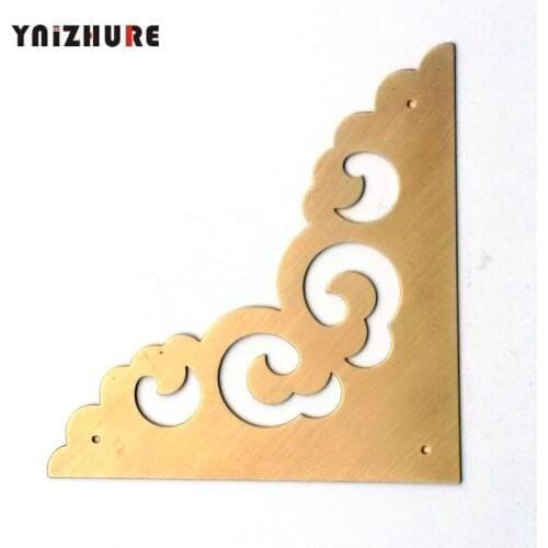 4PCS Chinese Antique Furniture Copper Wrap Angle Cabinet Door Gusset Corner Flower Copper Corners Hardware Accessories 2color