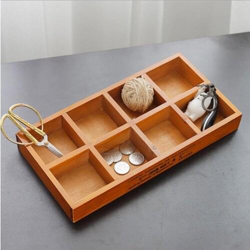 8 Blocks Wooden Plate High quality Wooden Succulents Tray Home Sewing Kits Storage plate Vintage Flower Holder