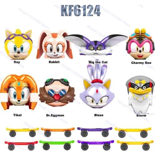 8pcs Movie Super Sonicing Building Blocks Bricks Blaze Big the Cat Eggman Tikal Storm Doll Action Figures Toys Children KF6124
