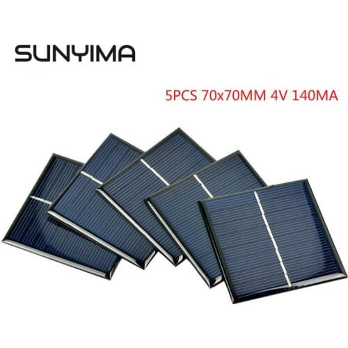 AIYIMA 5Pcs Solar Panels Polycrystalline Solar Panels 70x70MM 4V 140MA DIY Solar Battery Charger Painel Solars