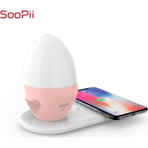 SooPii Wireless Bluetooth Speaker with Night Light and 3 in 1 Charging Base,with 10W Wireless Phone Charger for Iphone Samsung