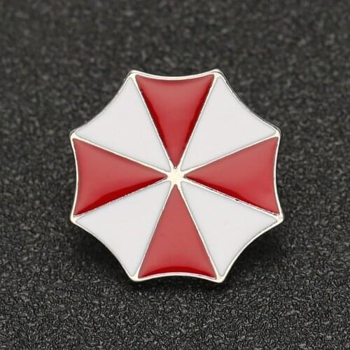 Biohazard Brooch Pin Alice Umbrella Corporation Red White Enamel Logo Amulet Badge Hot Movie Game Jewelry Men Women Wholesale