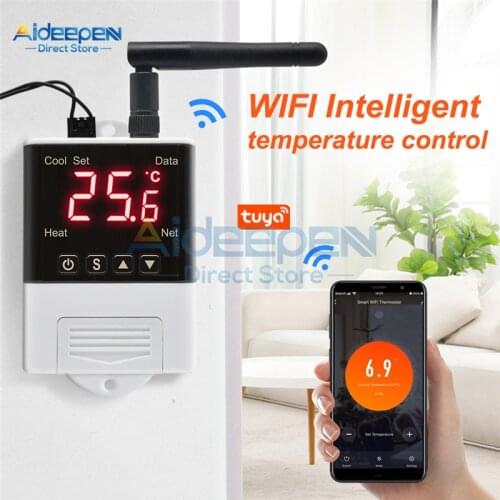 DTC2201 DTC1201 AC 110V 220V LED Digital WiFi Temperature Controller Thermostat DS18B20/NTC Sensor APP Control for Smart Home