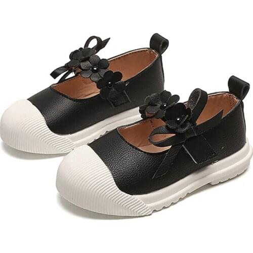Childrens Casual Leather Shoes Soft Flower Baby Girls Fashion Flat Shoes Hook & Loop Child Princess Shoes for Kids Dress Shoes