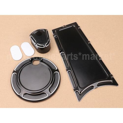 For Harley 1993-2006 Touring FLT FLHT FLTR CNC Cut Fuel Tank Door Cover Dash Track Insert Ignition Switch Cap Set