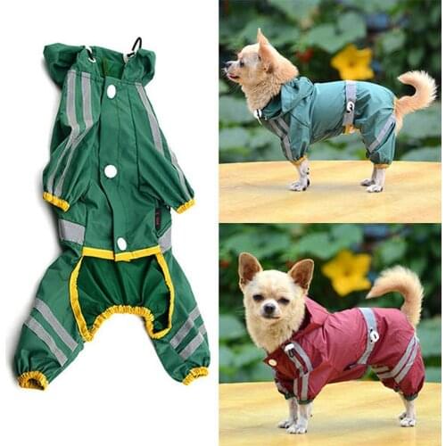 Pet Dog Cat Raincoat Puppy Reflective Hoodie Waterproof Rain Jackets Jumpsuit Clothes Breathable Garment For Small Medium Dog