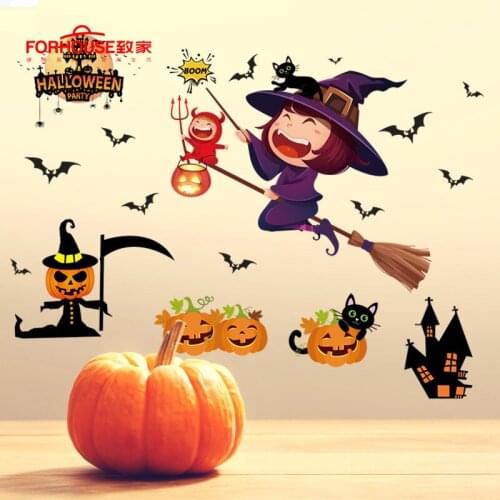 Happy Halloween Background Wall Sticker Window Home Decoration Decal Decor Art Nature Home Decor Halloween Decoration