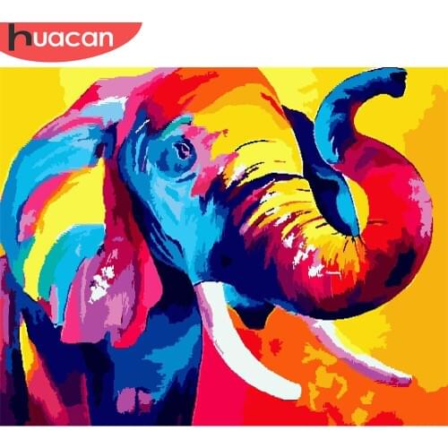 HUACAN Coloring By Number Elephant Animal Drawing On Canvas HandPainted Painting Art Gift DIY Pictures By Number Kits Home Decor