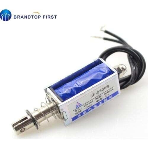 JF-0530B Push and Pull Type Linear Solenoid Electromagnet Open Frame Keepping Force DC 6V 12V 24V 5N Travel 10mm Reed Switch