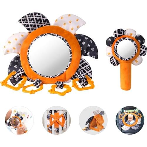 Tummy Baby Car Mirror Stroller Hanging Toy tumama Baby Developmental Activity Mirror with Plush Rattles Rings Stand Multifuntion