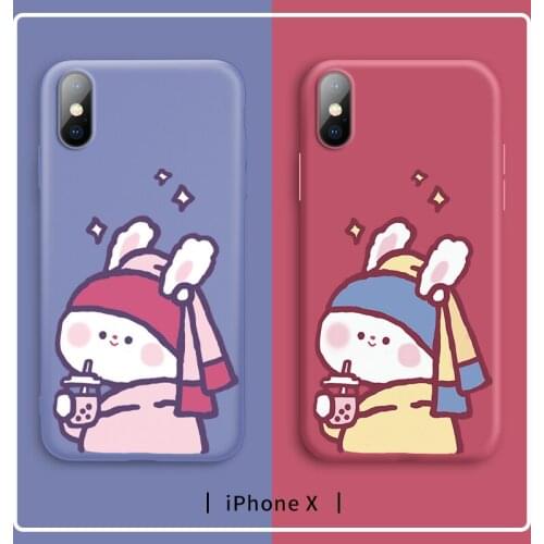 Cute Cartoon Case For iPhone 6 6S 7 8 Plus Cases Silicone Rabbit Soft Bumper Cover For iPhone 11 12 Pro XR X XS Max Funda Capa