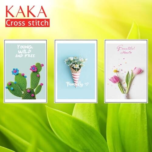 Trilogy Cross stitch kits Embroidery needlework sets with printed pattern,11CT canvas,Home Decor for garden House,5D Plants