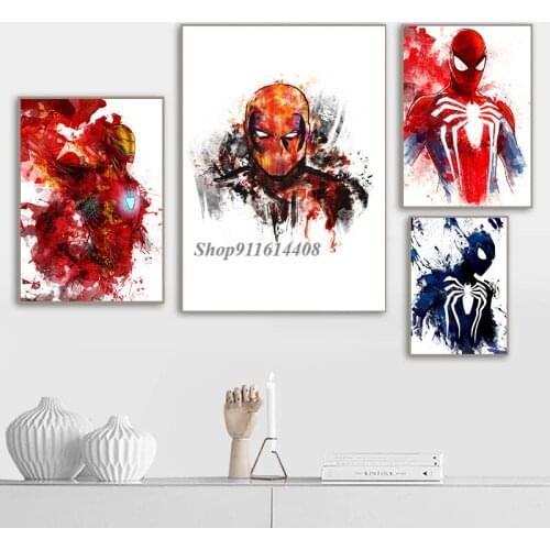 Marvel Wall Decor Pictures for Living Kids Room Spider Man Iron Man Anime Home Decor Canvas Painting Wall Art Posters and Prints