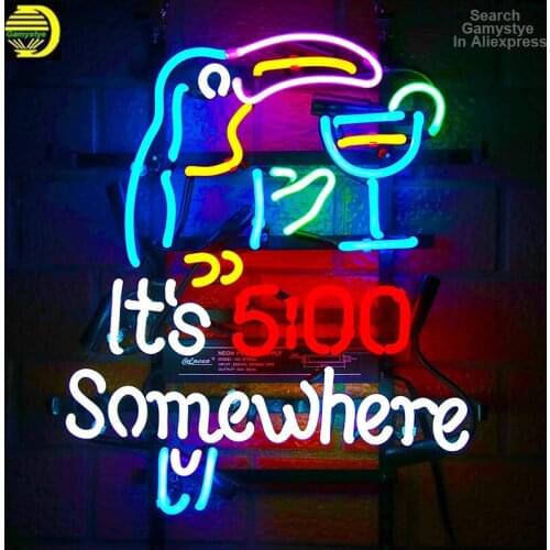 Neon Sign Its 5:00 Somewhere Lamps Neon Light Wall Sign Beer Bar Pub Cafe Neon Lamp Neon Light Board Beer Bar Pub Lights Glass
