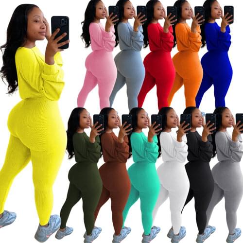 46NK174 Autumn Winter Women Casual Fashion Thread Sports Two Piece Set Top and Pants Tracksuit Sweatsuit Outfits Joggers Hot