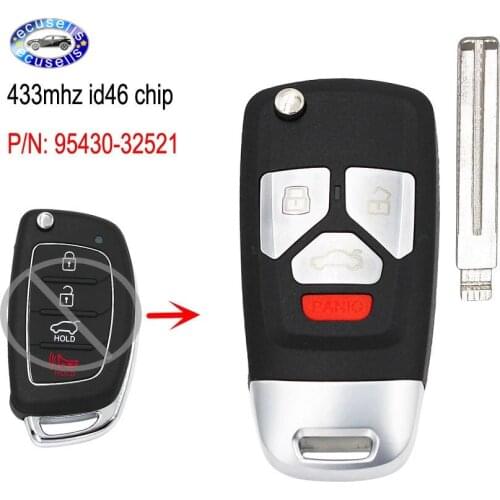 Upgraded Flip Remote Key Fob 433MHz ID46 Chip for Hyundai i40 P/N: 95430-32521
