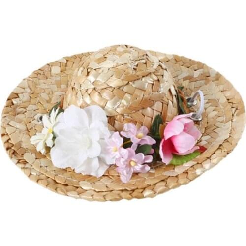 Dogs Casual Straw Cap Pet Dog Hat Cap Summer Floral Pearl Fashion Hat for Small Dogs Cats Hat Chihuahua Yorkshire Teddy #7