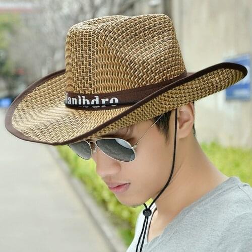 High Quality Men Cowboy Hat Sombreo Mujer Outdoor Panama Sun Caps Summer Straw Beach Hats For Men Gentleman Fishing Cap Male