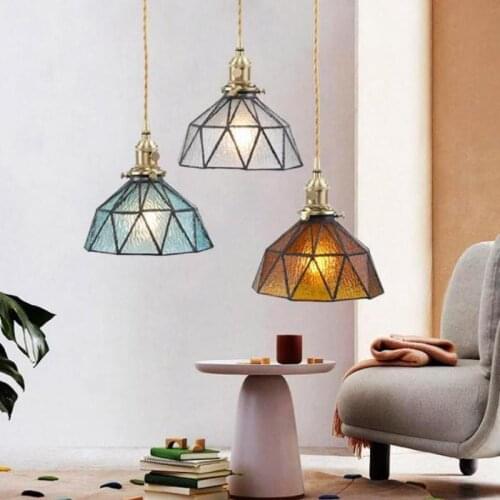 Nordic Style Modern Retro Glass Pendant Light Porch Balcony Aisle Restaurant Bedside Modern Pendant Lamp Loft Decor Dining Light